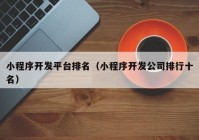 小程序开发平台排名（小程序开发公司排行十名）