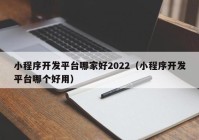 小程序开发平台哪家好2022（小程序开发平台哪个好用）