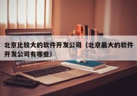 北京比较大的软件开发公司（北京最大的软件开发公司有哪些）