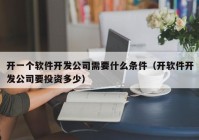 开一个软件开发公司需要什么条件（开软件开发公司要投资多少）