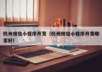 杭州微信小程序开发（杭州微信小程序开发哪家好）