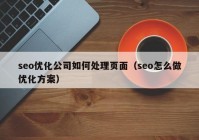 seo优化公司如何处理页面（seo怎么做优化方案）