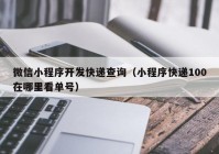 微信小程序开发快递查询（小程序快递100在哪里看单号）