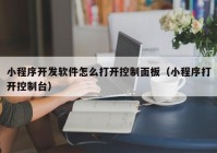 小程序开发软件怎么打开控制面板（小程序打开控制台）