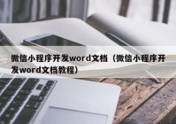 微信小程序开发word文档（微信小程序开发word文档教程）