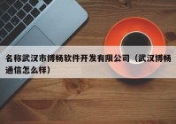 名称武汉市博畅软件开发有限公司（武汉博畅通信怎么样）