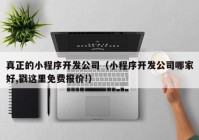 真正的小程序开发公司（小程序开发公司哪家好,戳这里免费报价!）