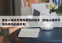 微信小程序开发所用到的技术（微信小程序开发所用到的技术有）