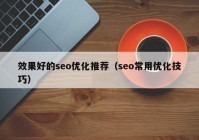 效果好的seo优化推荐（seo常用优化技巧）