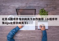 北京小程序开发华网天下合作推荐（小程序开发dgu北京华网天下）